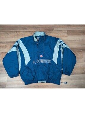 VTG Dallas Cowboys Authentic NFL Pro Line Starter  1/2 Zip Jacket  Large